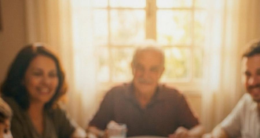 Familia reunida alrededor de la mesa