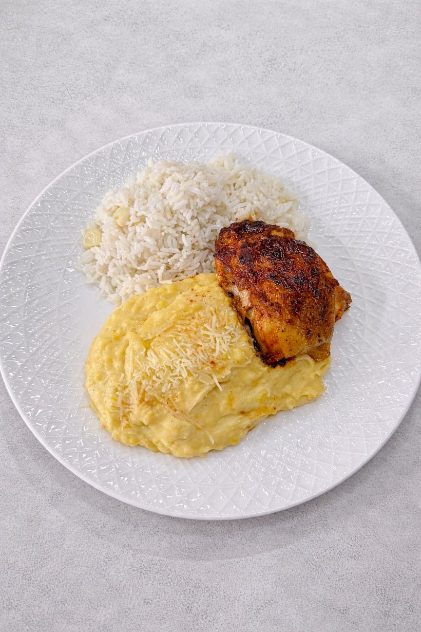 Pollo al horno con puré de papa